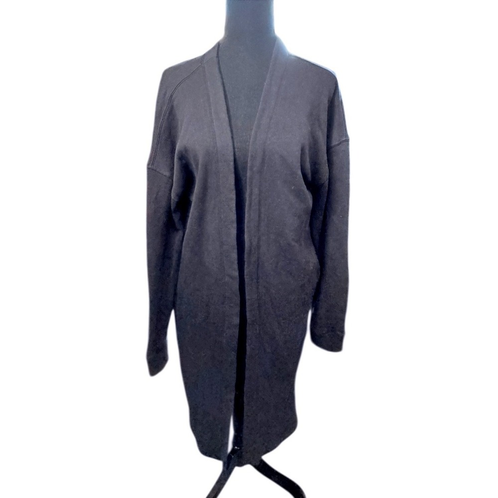 Spiritual Gangster Womens Black Sherpa Lined Cotton Fleece Duster‎ Cardigan S